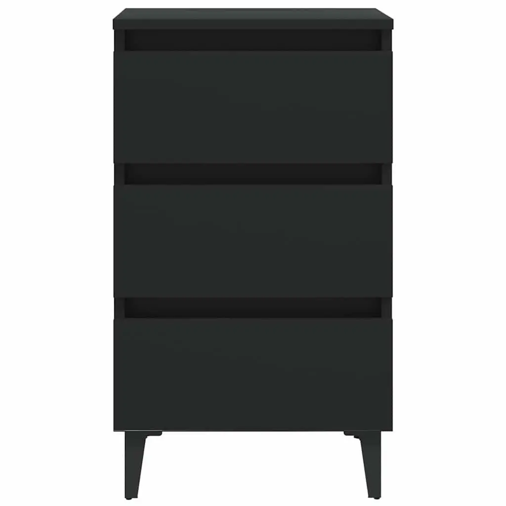 Black Nightstand with Three Drawers