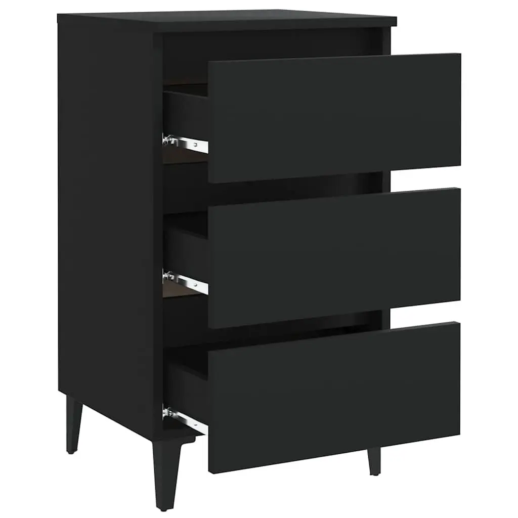 Black Nightstand with Three Drawers
