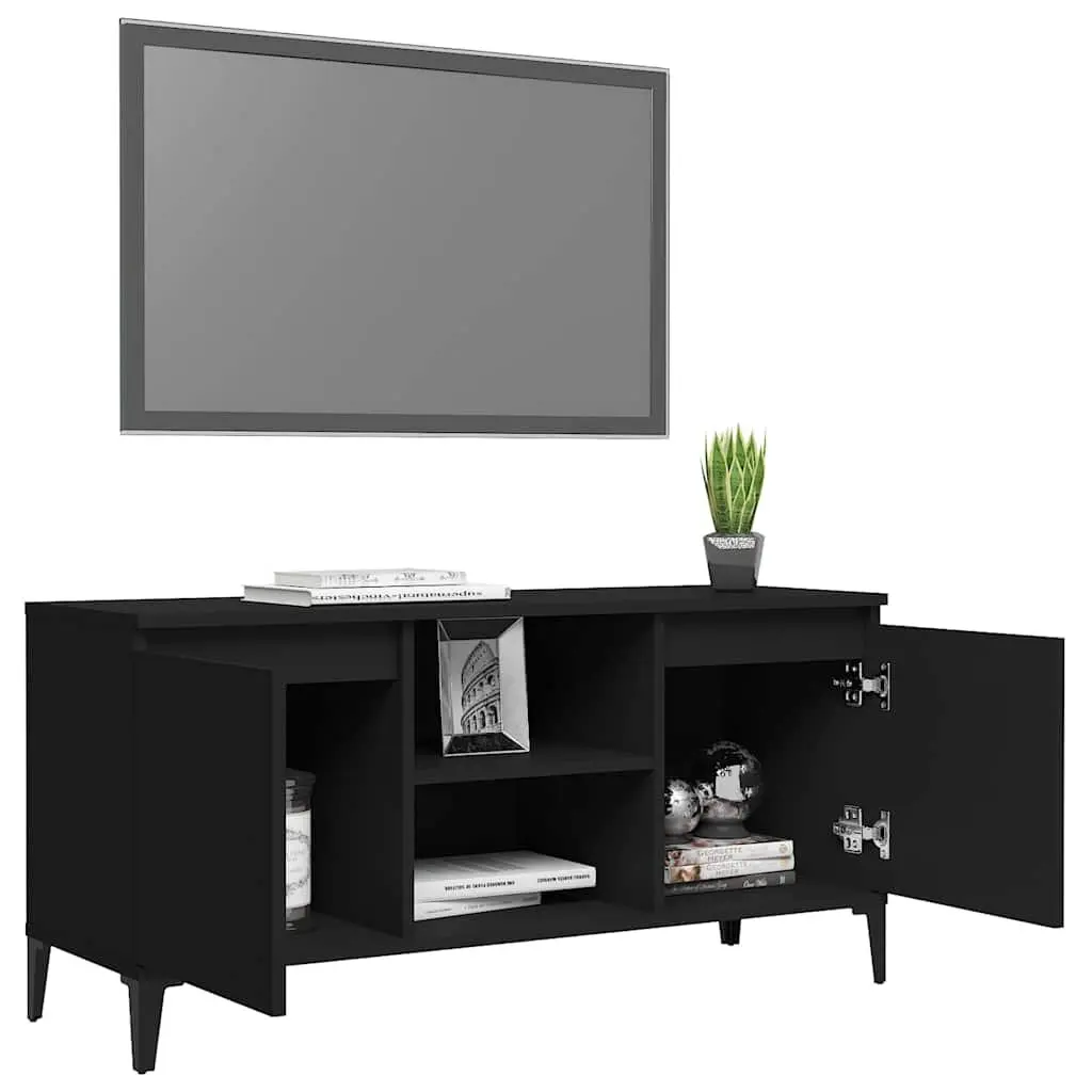 TV Cabinet with Metal Legs Black Industrial Style Living Room Storage Media Unit