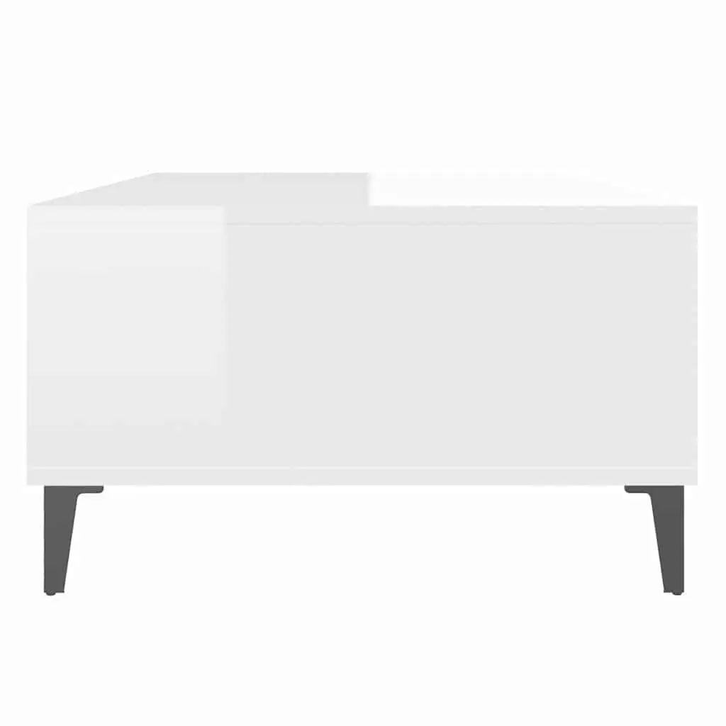Coffee Table White High Gloss Storage Compartment 103.5 x 60 x 35 cm