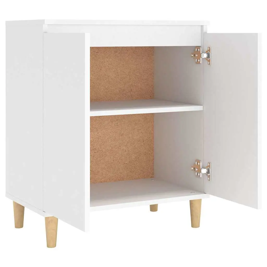 White Storage Sideboard with Wood Legs 60x35x70cm
