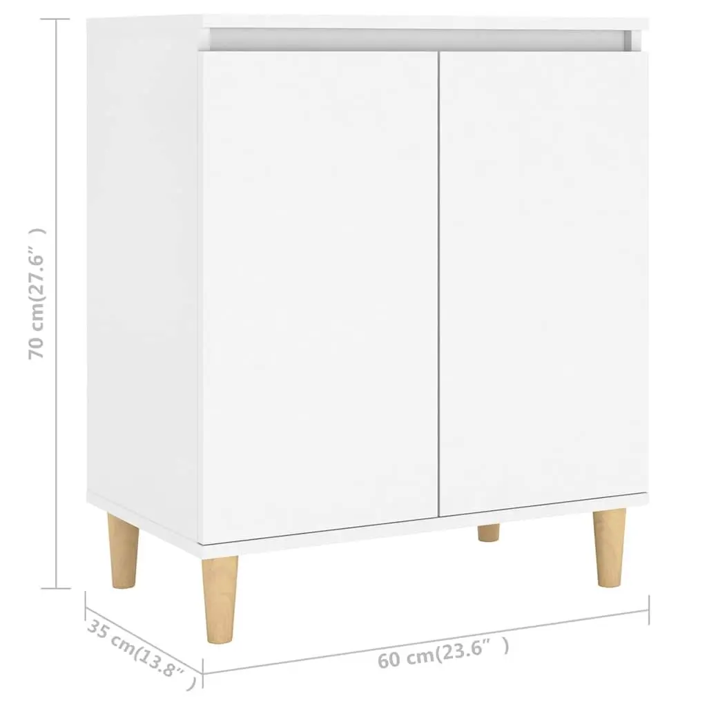 White Storage Sideboard with Wood Legs 60x35x70cm