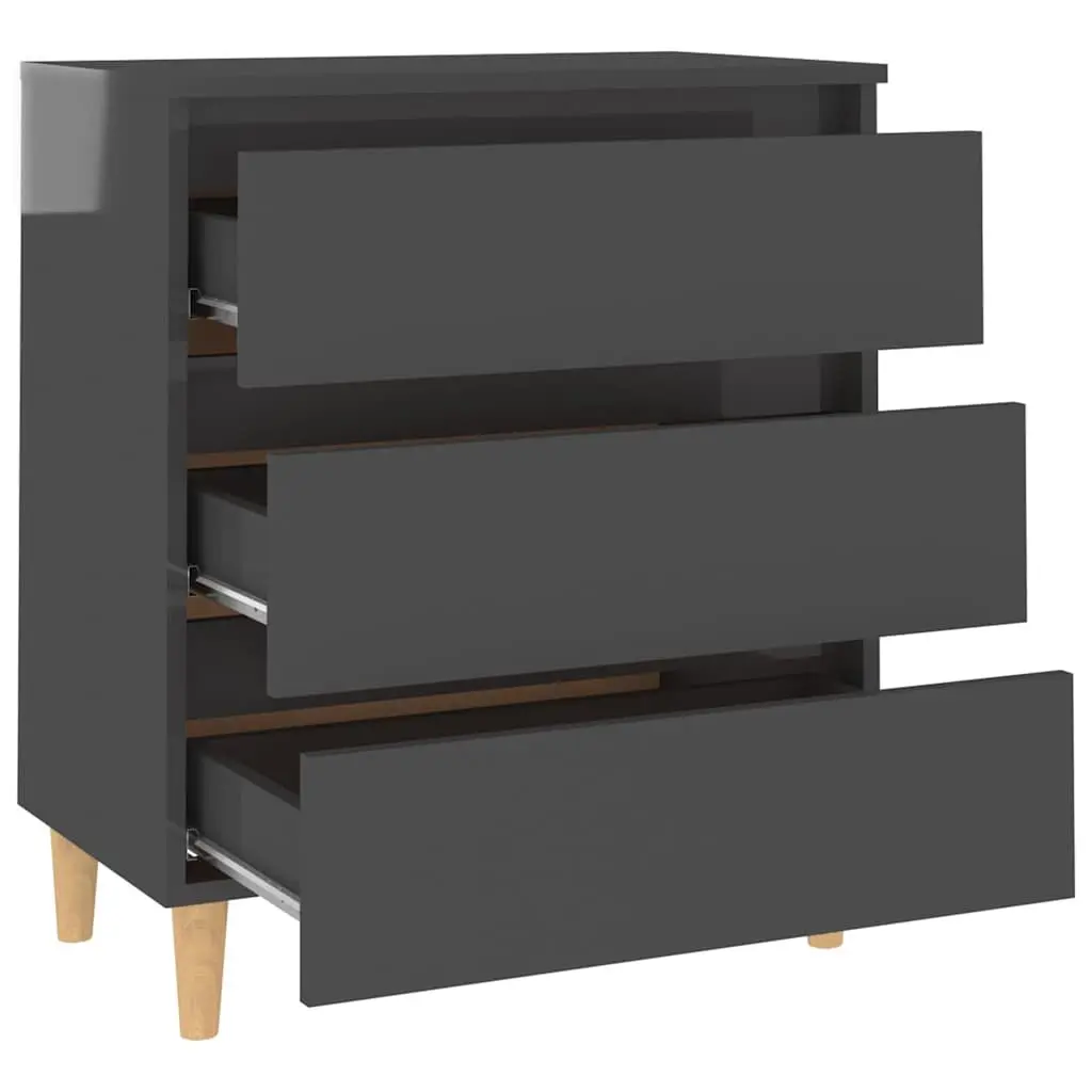 Sideboard Cabinet Scandinavian Style Grey 3 Drawer Storage Unit