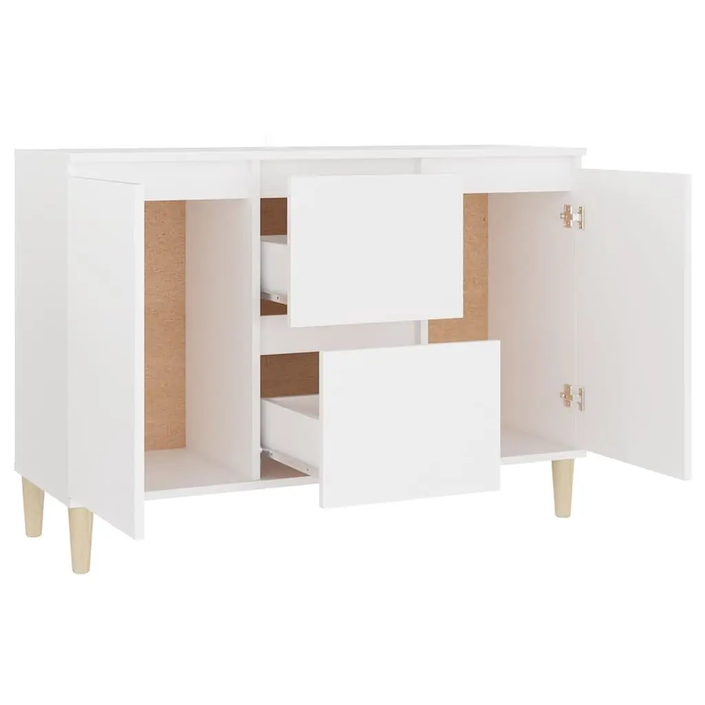 Sideboard Cabinet White Engineered Wood 2 Drawers 2 Doors