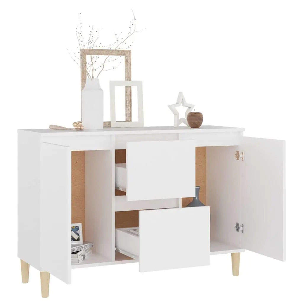 Sideboard Cabinet White Engineered Wood 2 Drawers 2 Doors
