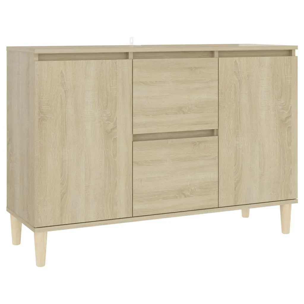 Sideboard Cabinet Brown Engineered Wood 2 Drawers 2 Doors 101 x 35 x 70 cm Living Room Storage