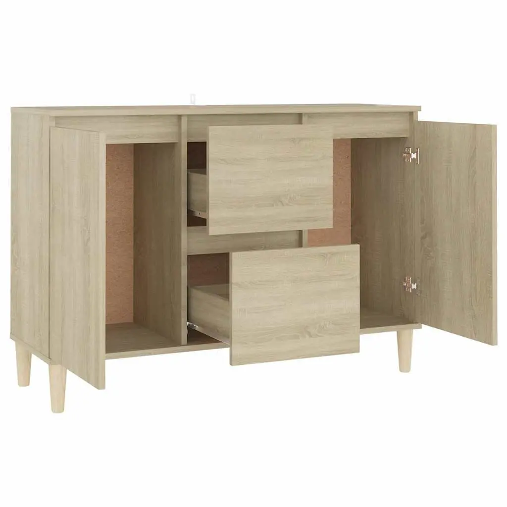 Sideboard Cabinet Brown Engineered Wood 2 Drawers 2 Doors 101 x 35 x 70 cm Living Room Storage