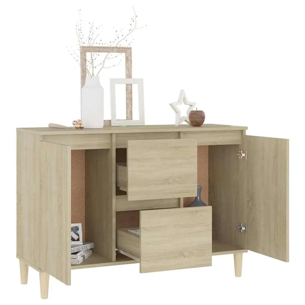 Sideboard Cabinet Brown Engineered Wood 2 Drawers 2 Doors 101 x 35 x 70 cm Living Room Storage
