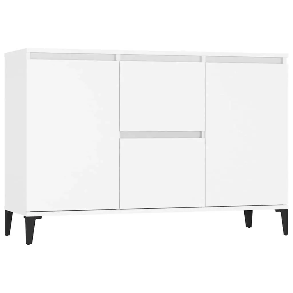 Sideboard Cabinet White Storage Furniture 2 Drawers 2 Doors Buffet Industrial