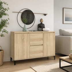 Sideboard with Drawers and Doors Brown Storage Cabinet Living Room Furniture