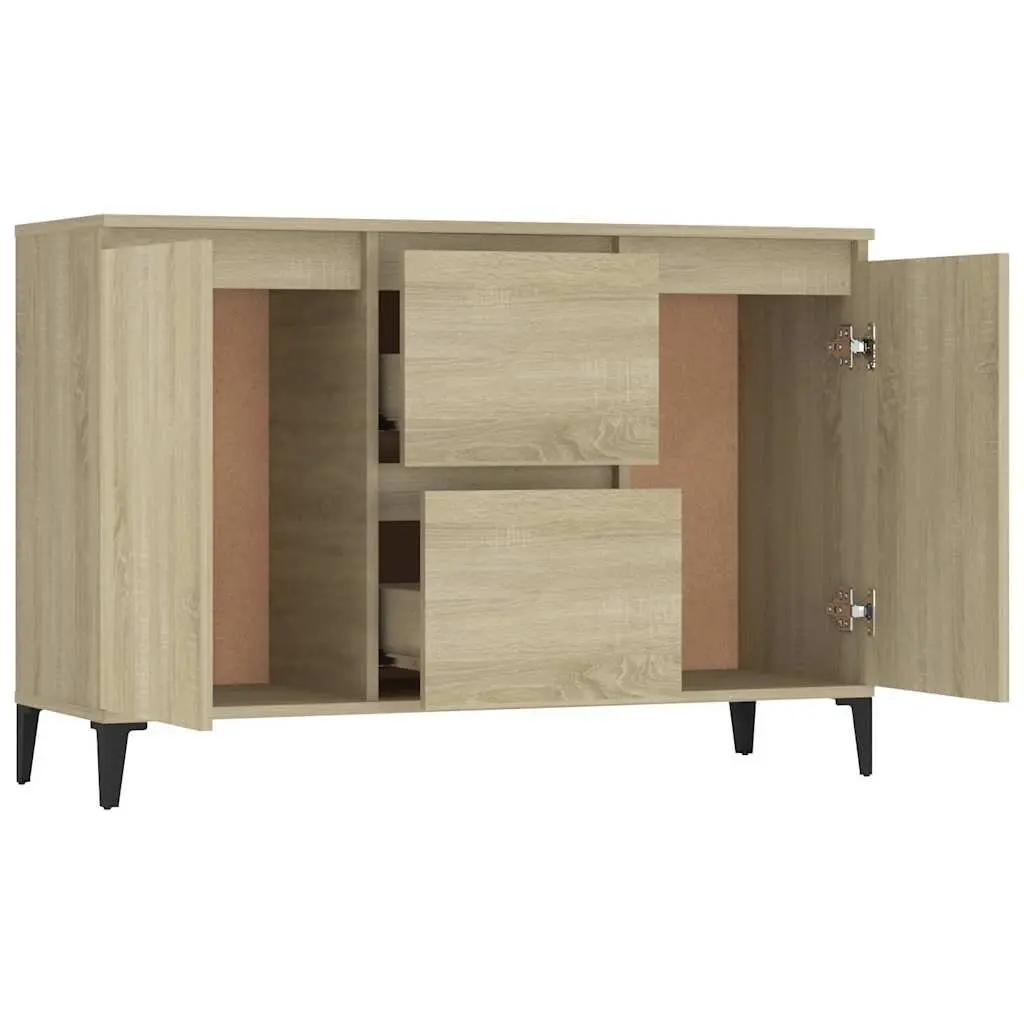 Sideboard with Drawers and Doors Brown Storage Cabinet 102W x 35D x 70H cm