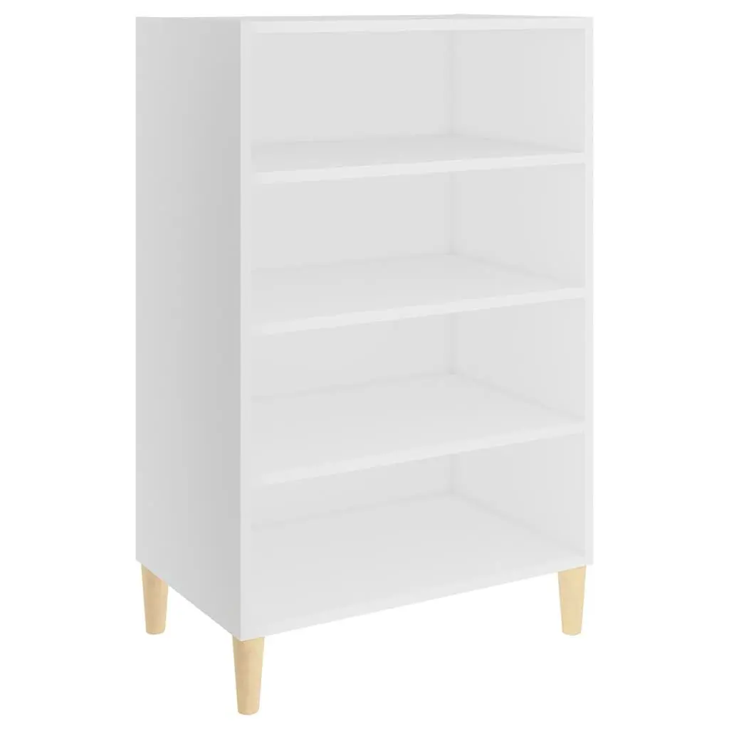 Sideboard White Storage Cabinet Engineered Wood 4 Shelves