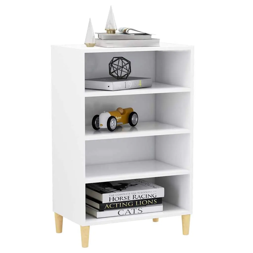 Sideboard White Storage Cabinet Engineered Wood 4 Shelves