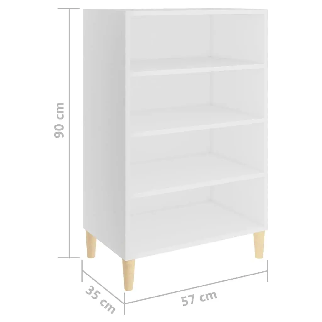 Sideboard White Storage Cabinet Engineered Wood 4 Shelves