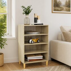 Sideboard Storage Cabinet Brown Engineered Wood 4 Shelves Living Room Furniture