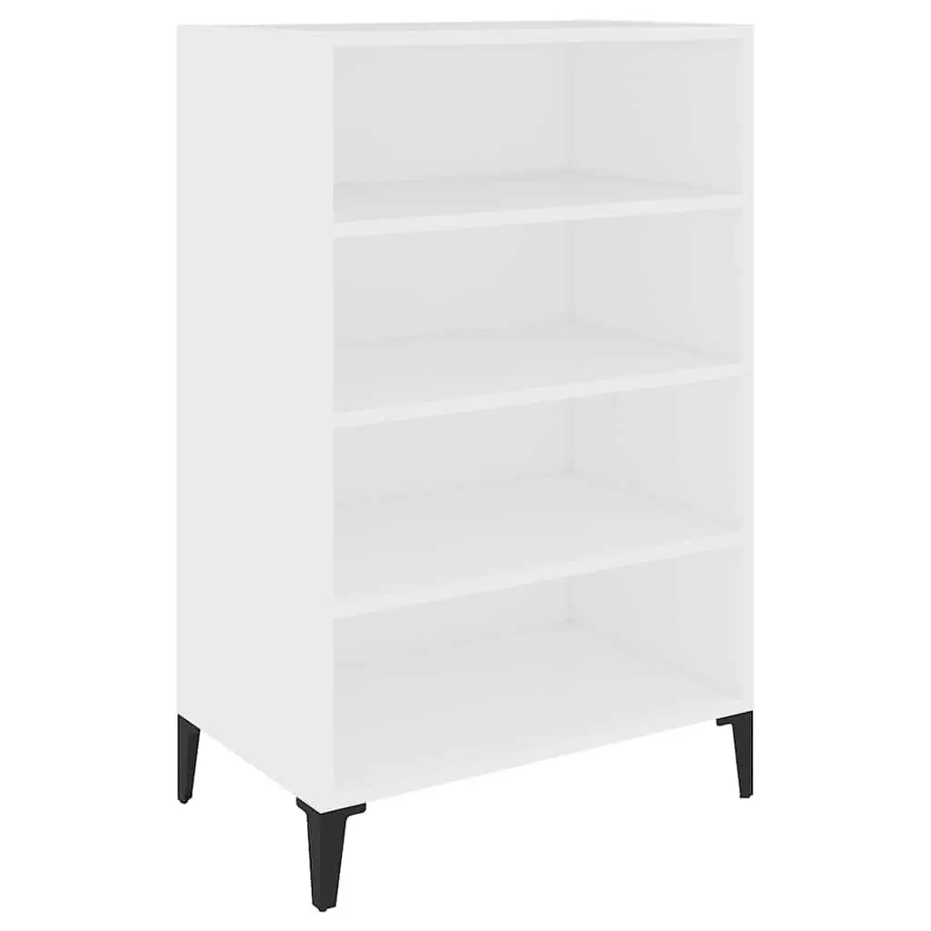 White Sideboard Storage Cabinet Engineered Wood 4 Shelf 57 x 35 x 90 cm