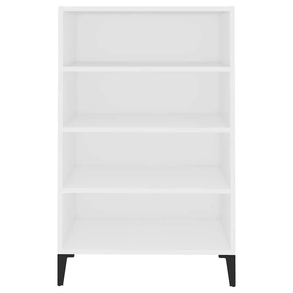 White Sideboard Storage Cabinet Engineered Wood 4 Shelf 57 x 35 x 90 cm