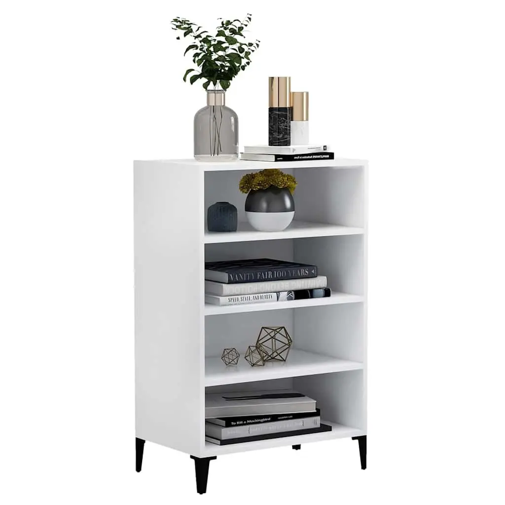 White Sideboard Storage Cabinet Engineered Wood 4 Shelf 57 x 35 x 90 cm