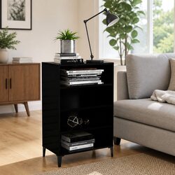 Stylish Black Sideboard with 4 Shelves for Storage