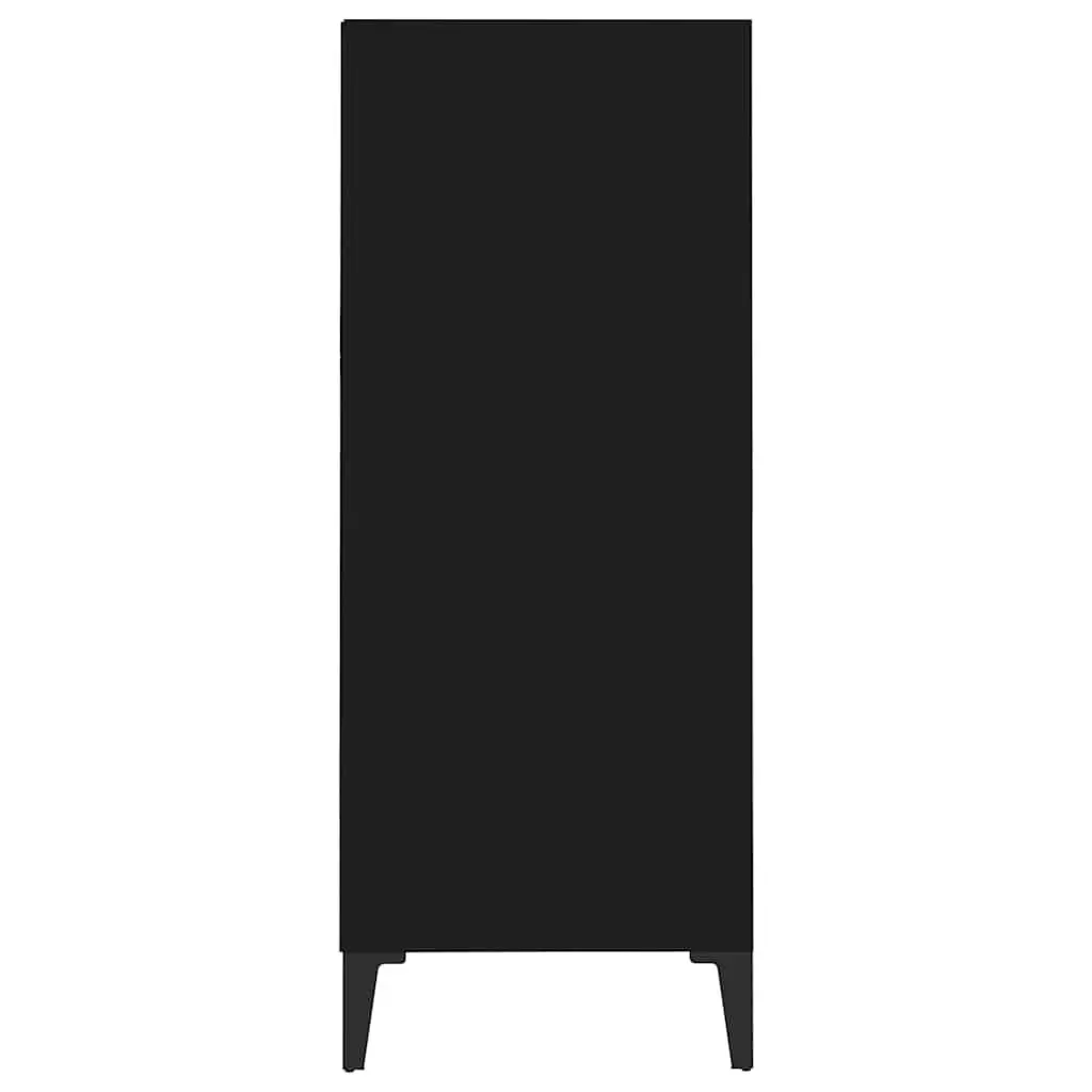 Sideboard Cabinet Black Engineered Wood 4 Shelves