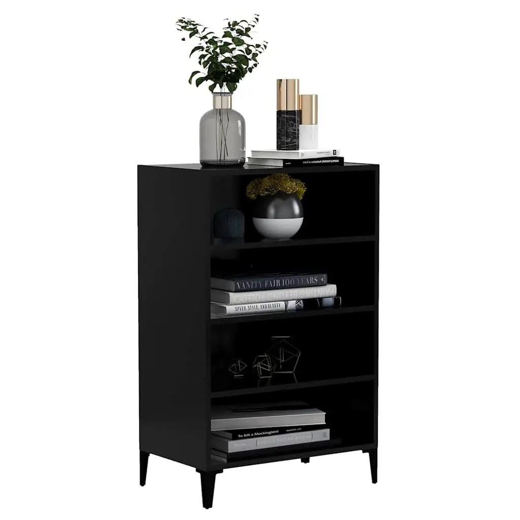 Sideboard Cabinet Black Engineered Wood 4 Shelves
