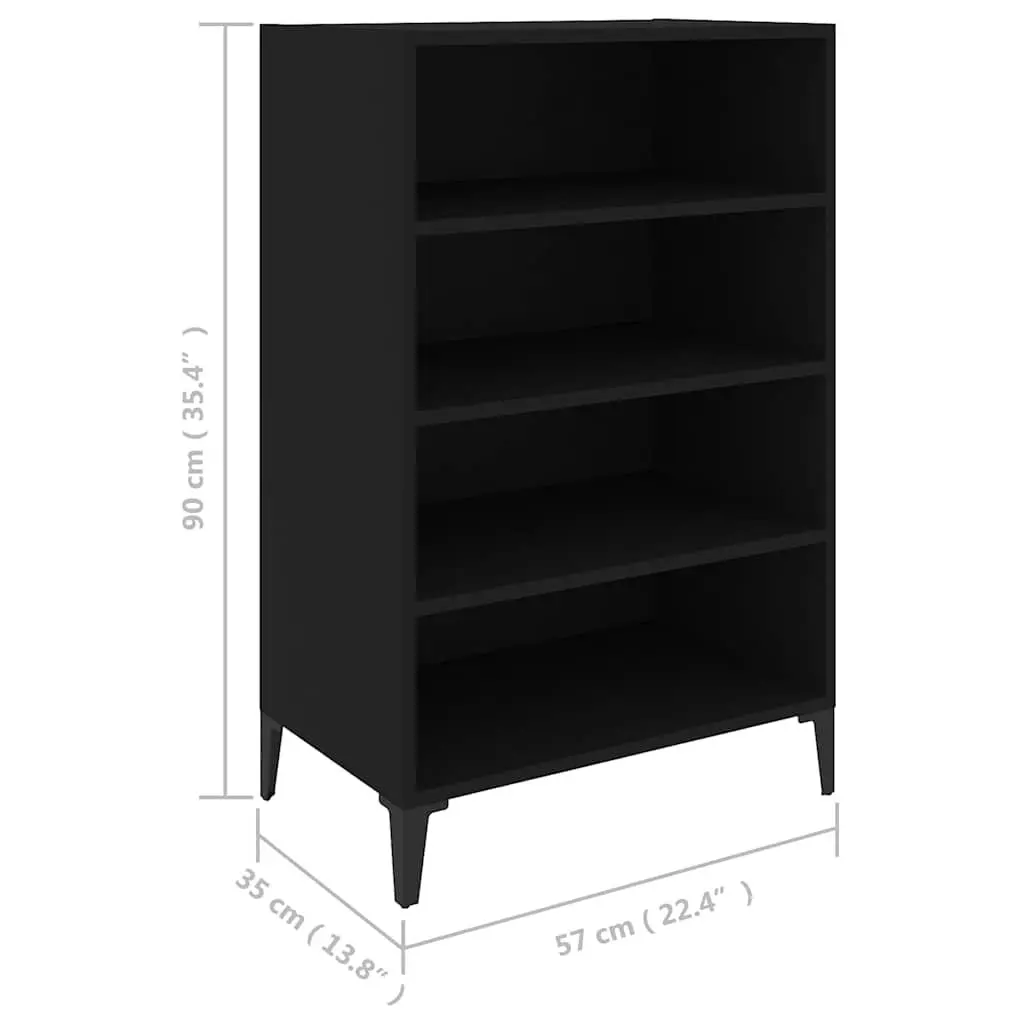 Sideboard Cabinet Black Engineered Wood 4 Shelves
