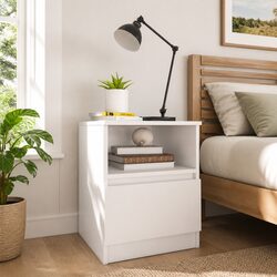 Friendly White Bedside Table: Store Your Essentials
