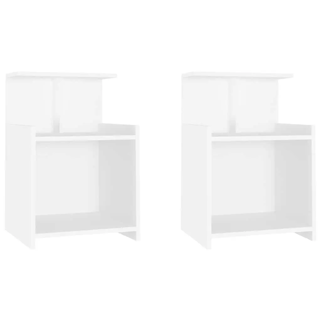 Bedside Tables 2 pcs White Bed Cabinets 3 Open Shelves 40 x 35 x 60 cm