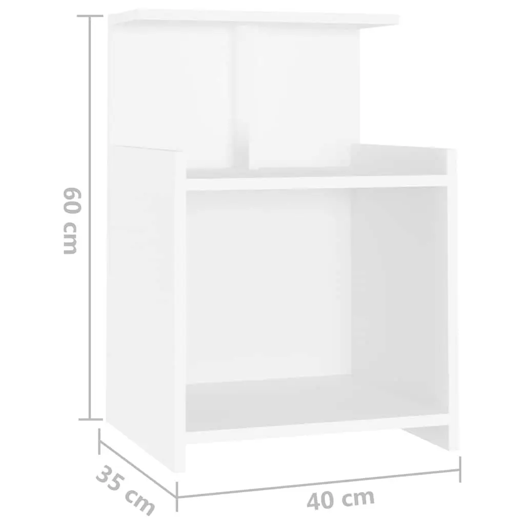 Bedside Tables 2 pcs White Bed Cabinets 3 Open Shelves 40 x 35 x 60 cm