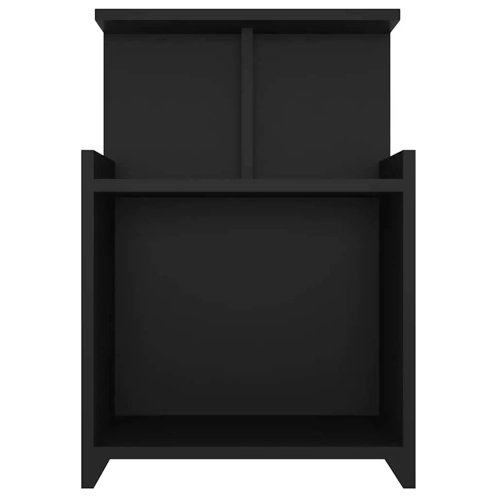 Bedside Tables Black Nightstand Open Shelves Storage 40 x 35 x 60 cm Set of 2