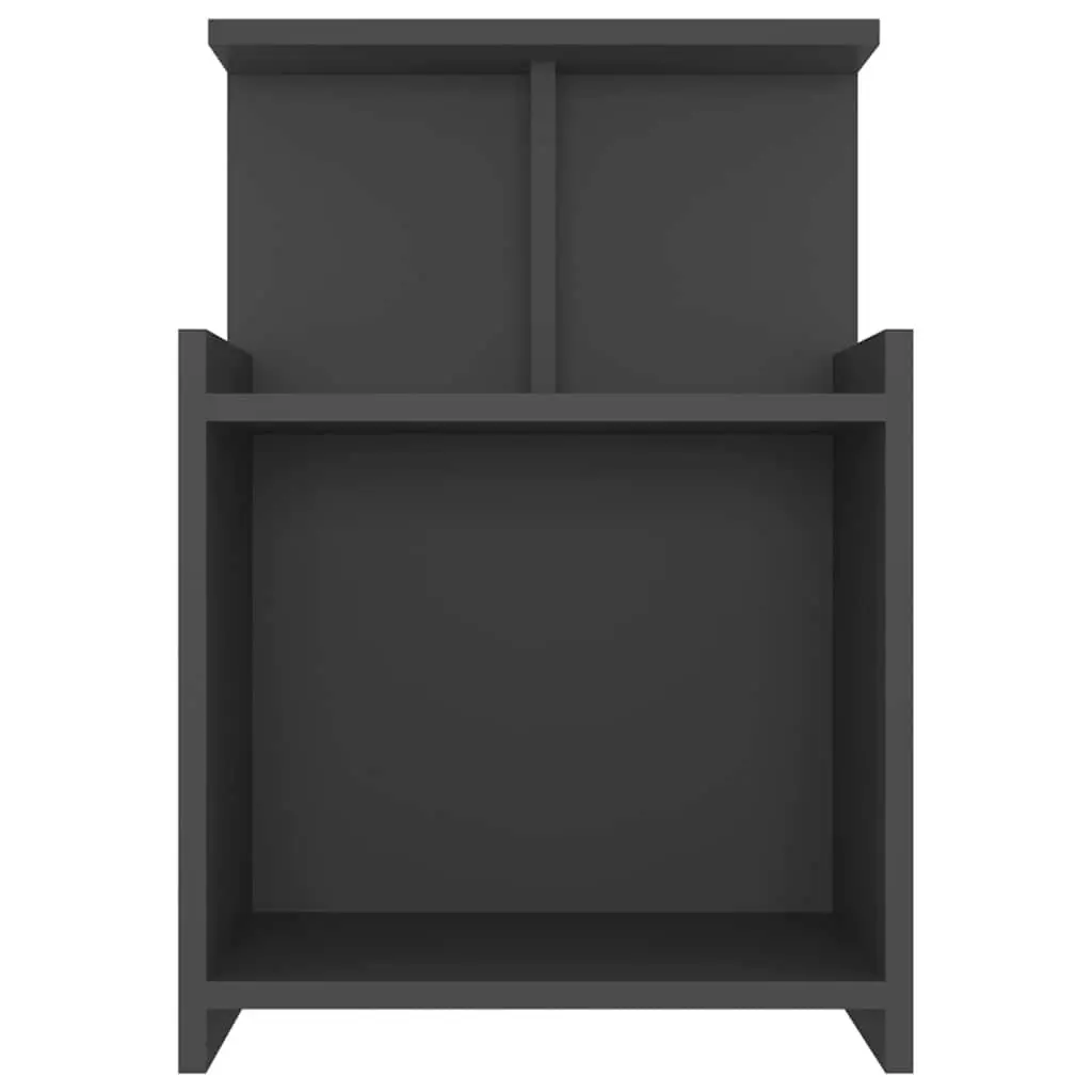 Bedside Tables Grey Nightstands 2 pcs Open Shelves Storage Cabinet