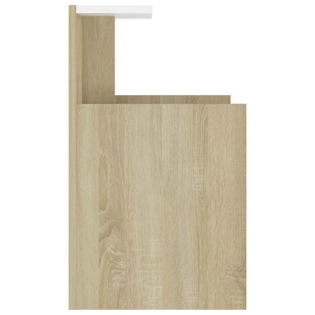Bedside Table with 3 Open Shelves White Sonoma Oak Nightstand Cabinet Storage