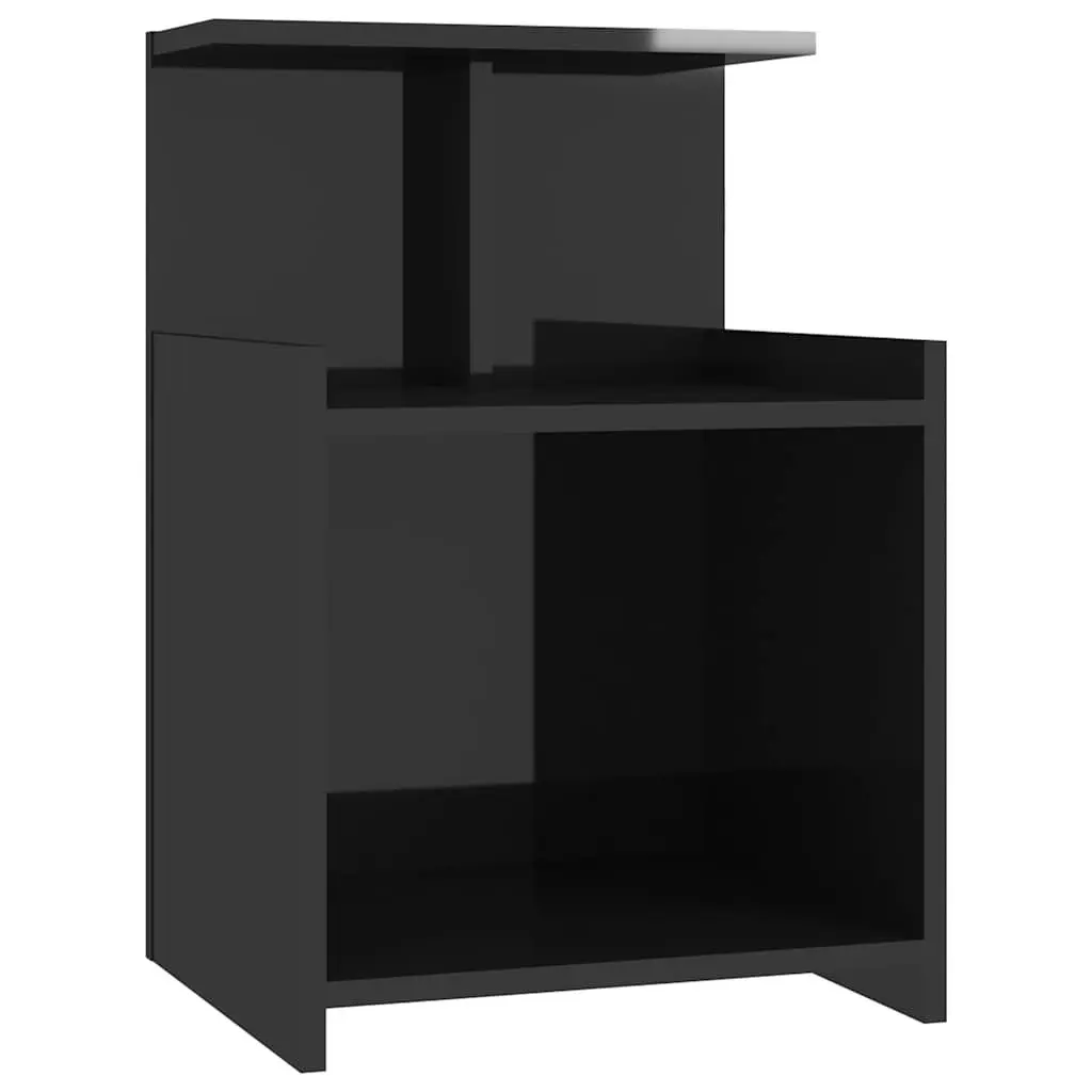 Bedside Tables 2pcs High Gloss Black Bed Cabinets Nightstand Side Table Set