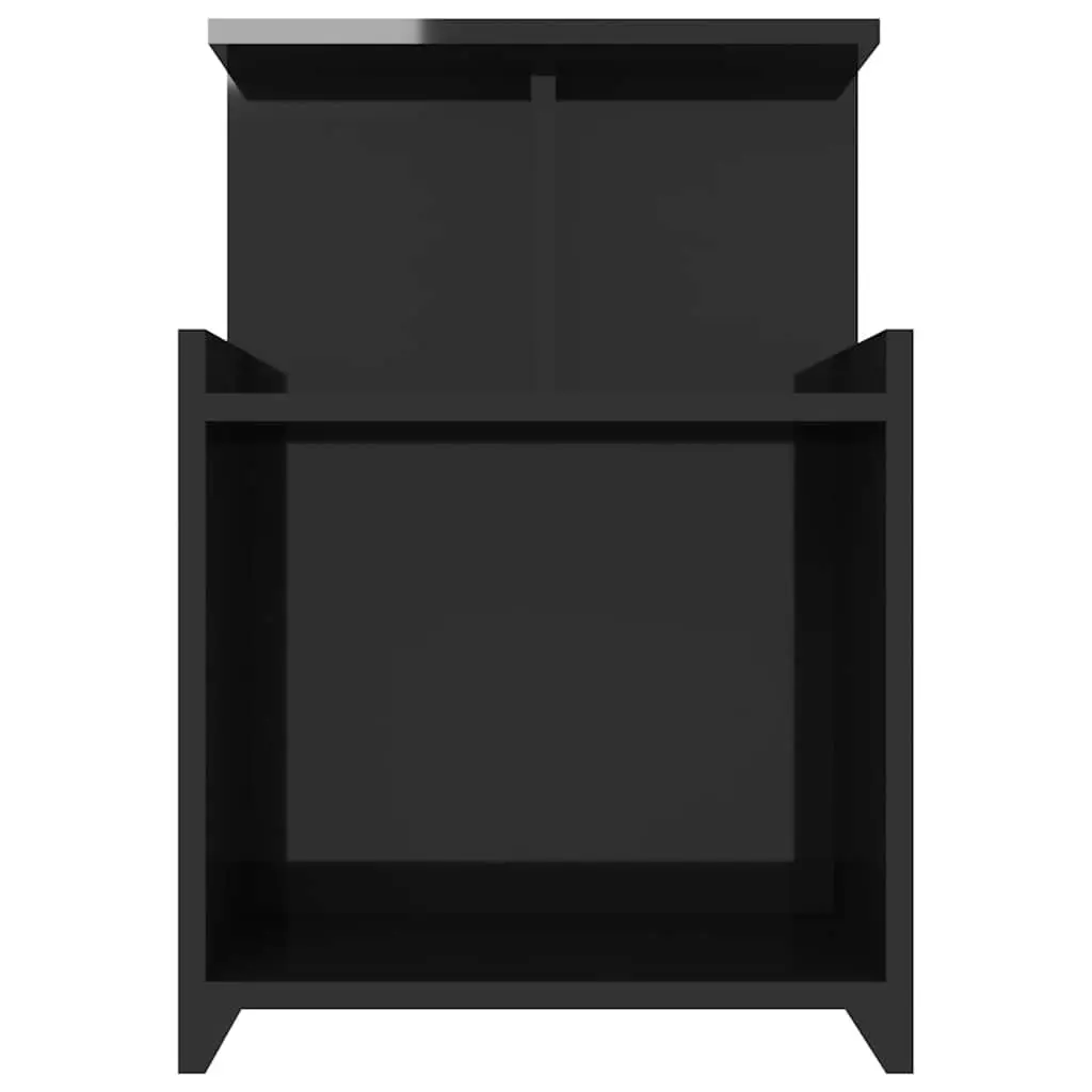 Bedside Tables 2pcs High Gloss Black Bed Cabinets Nightstand Side Table Set