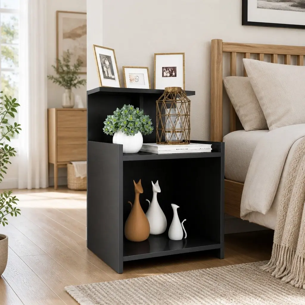 Bedside Table High Gloss Grey 40x35x60 cm 2 pcs Nightstand Storage