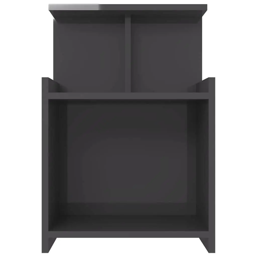 Bedside Table High Gloss Grey 40x35x60 cm 2 pcs Nightstand Storage