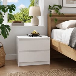 Bedside Table White 50x39x43.5 cm Storage Cabinet with Drawers Nightstand