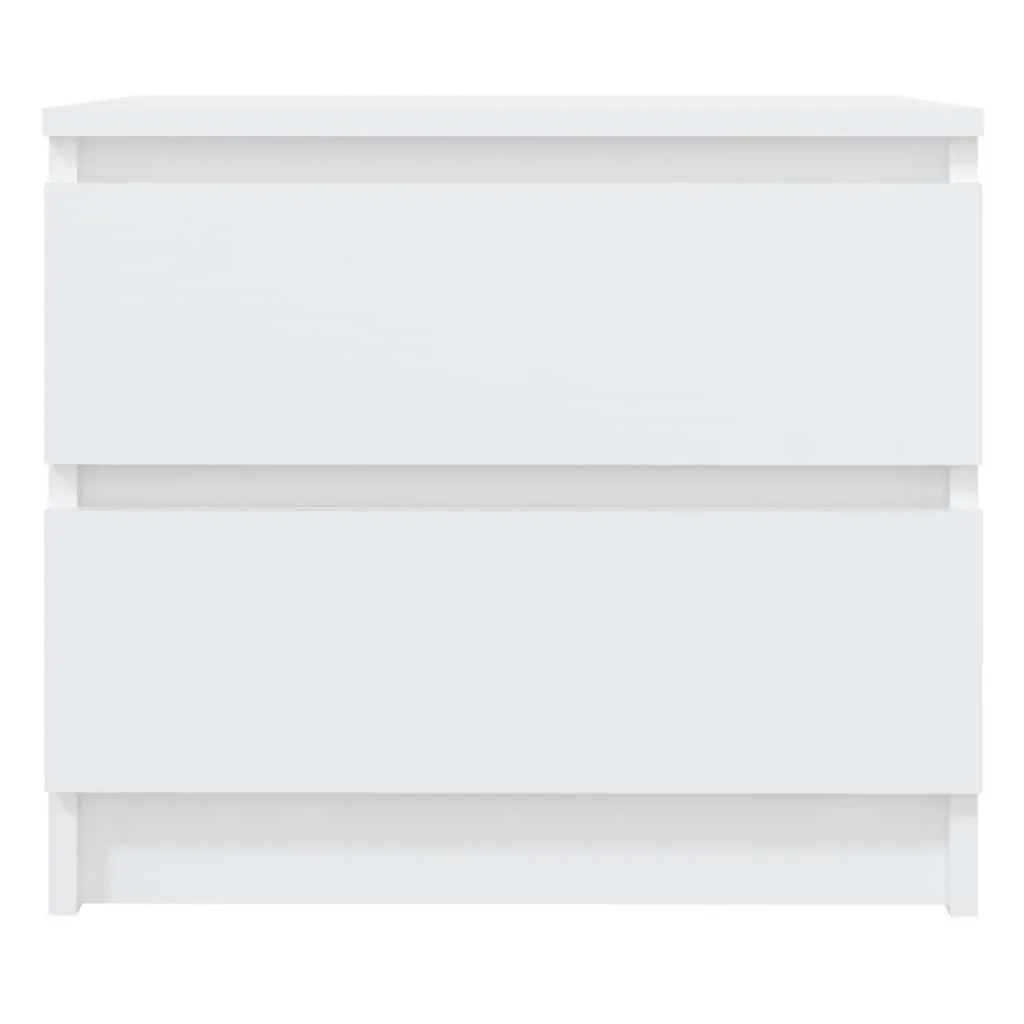 Bedside Table White 50x39x43.5 cm Two Drawer Storage Cabinet Nightstand