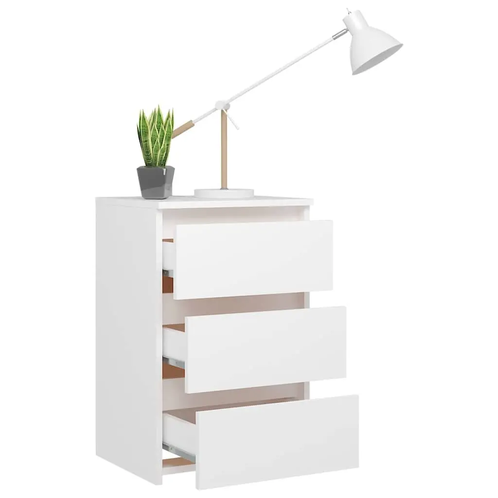 Bed Cabinet White Bedside Table Nightstand 3 Drawers Bedroom Storage Unit