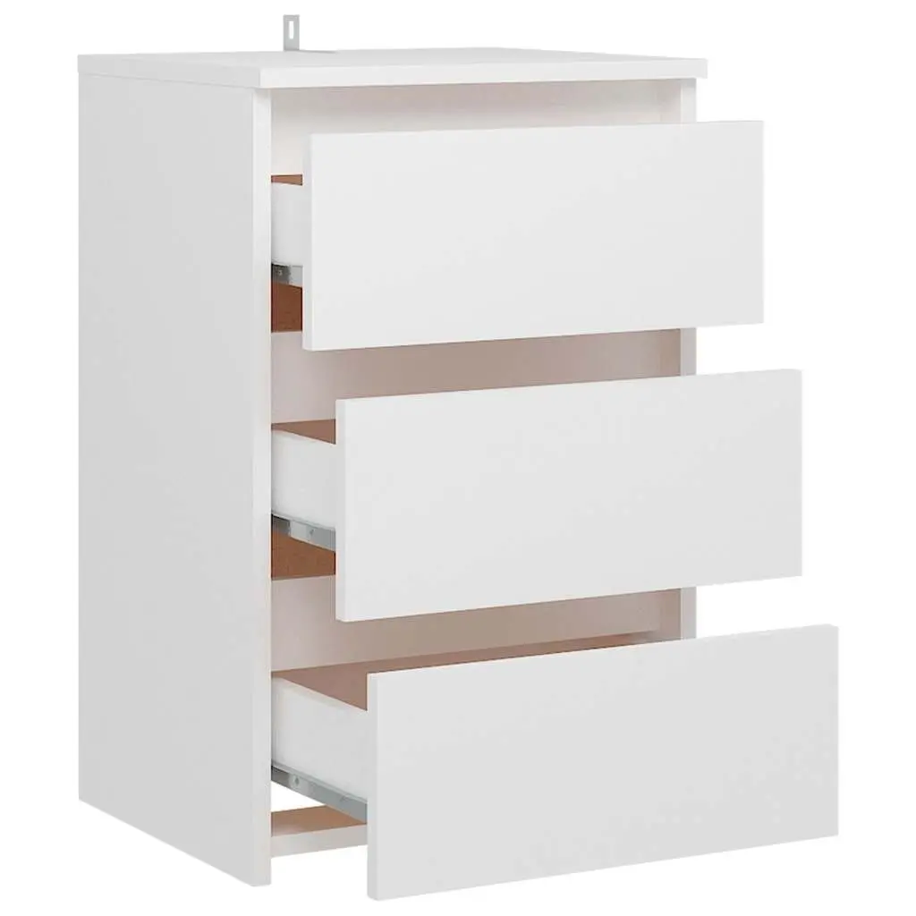 Bed Cabinet White Bedside Table Nightstand 3 Drawers Bedroom Storage Unit