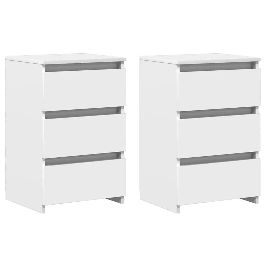 Bedside Tables White 2 Piece Nightstands Bedroom Storage
