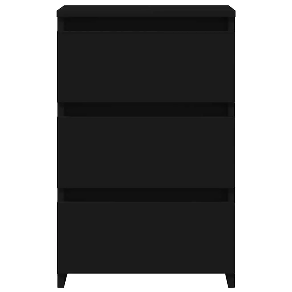 Bedside Tables 2 pcs Black Bed Cabinets Nightstands Bedroom Storage Drawers