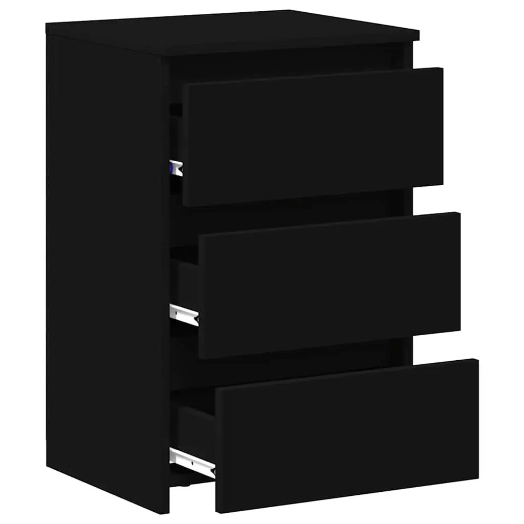 Bedside Tables 2 pcs Black Bed Cabinets Nightstands Bedroom Storage Drawers