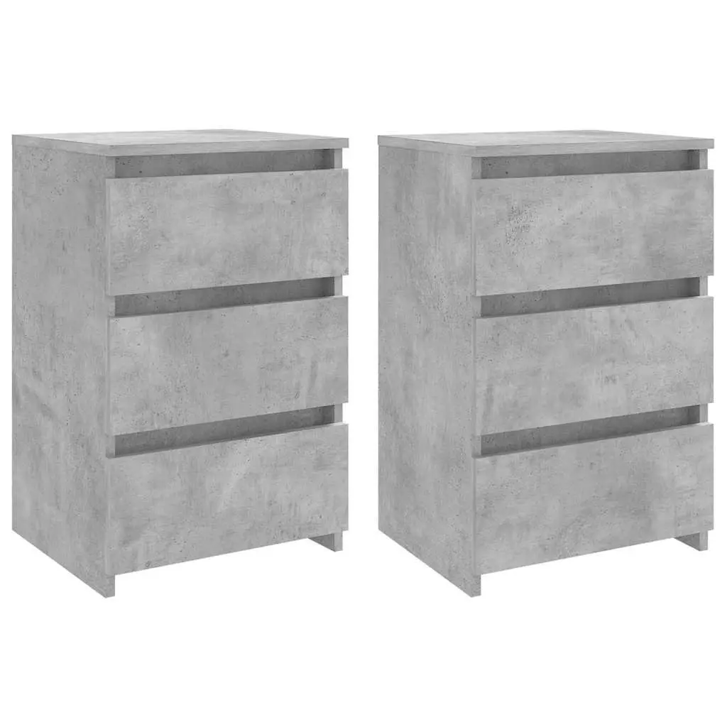Bedside Tables Grey 2 pcs with 3 Drawers Storage