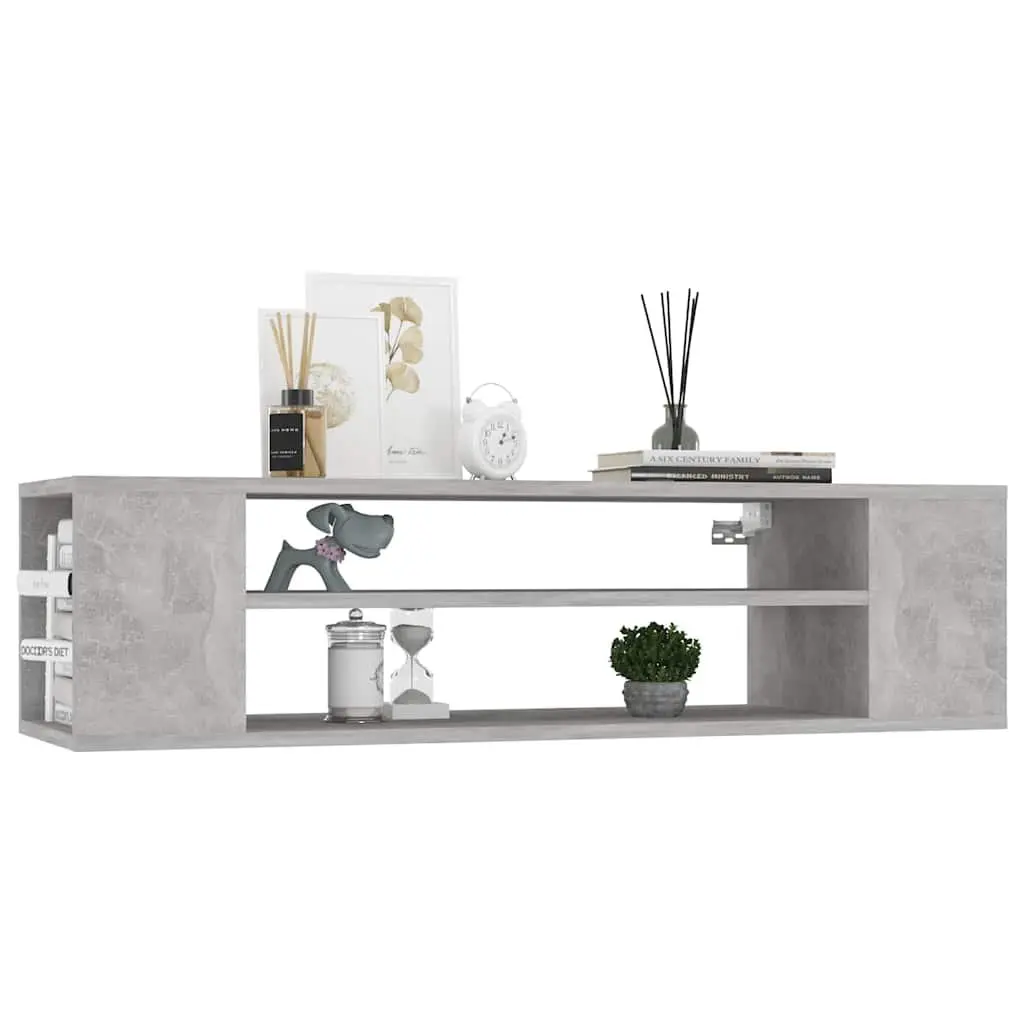 Hanging TV Cabinet Grey Wall-Mounted 100 x 30 x 26.5 cm Storage Open Compartments Media