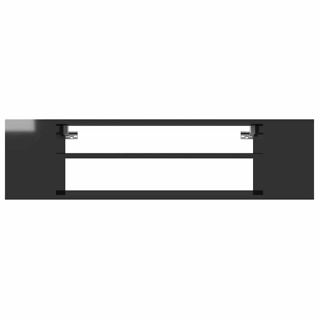 Hanging TV Cabinet Wall-Mounted High Gloss Black Living Room Storage Unit