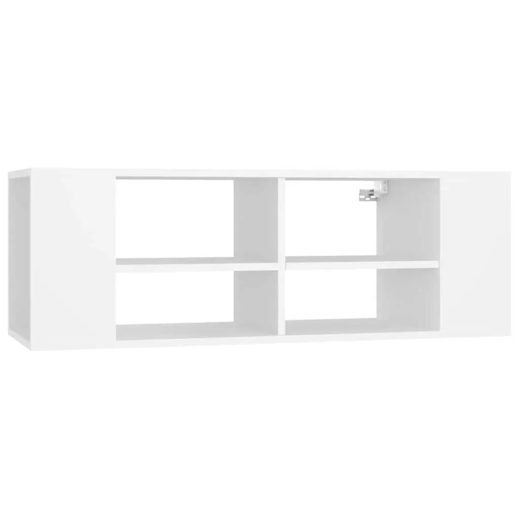 Wall-Mounted TV Cabinet White Storage Unit Adjustable Shelves Living Room