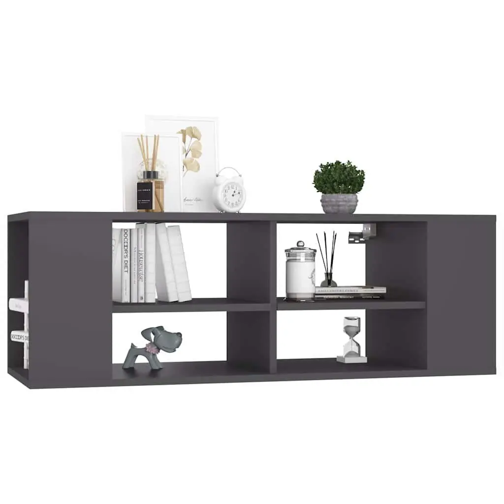 Wall-Mounted TV Cabinet Grey Adjustable Shelves 102 x 35 x 35 cm