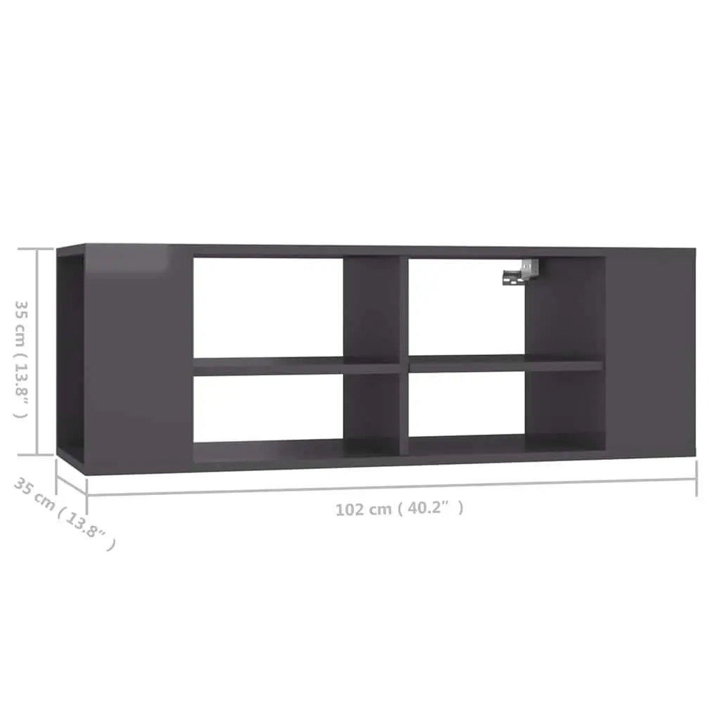 Wall-Mounted TV Cabinet Grey Adjustable Shelves 102 x 35 x 35 cm