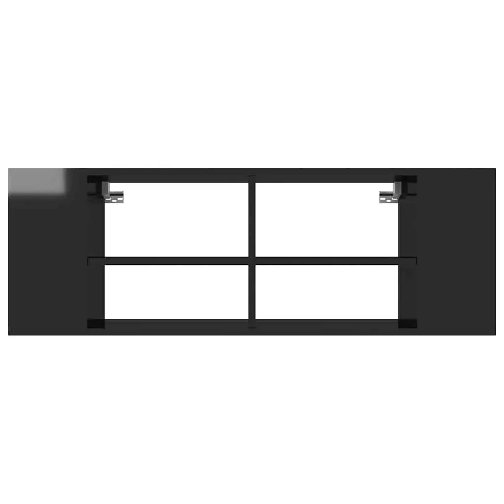 Wall-Mounted TV Cabinet Black High Gloss Engineered Wood 102W x 35D x 35H cm